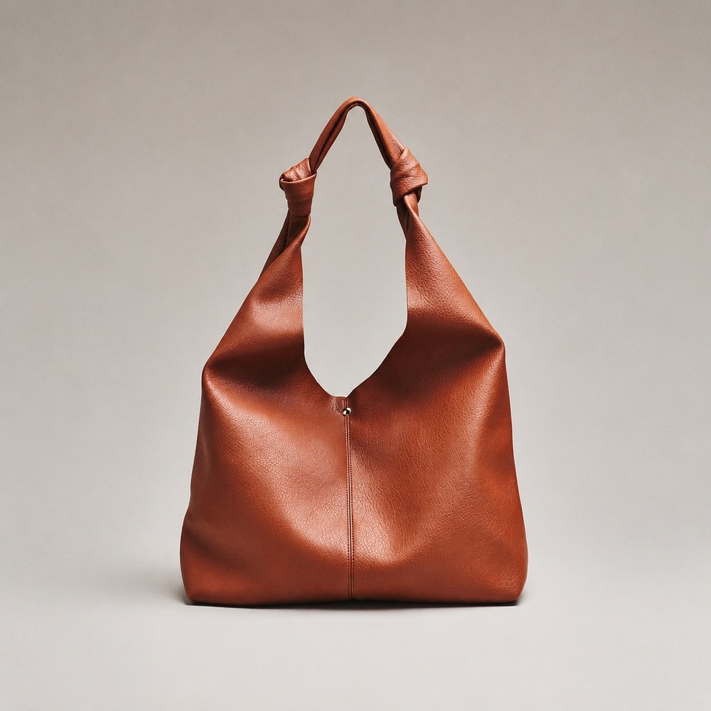 Anthropologie | Love Knot Oversized Slouchy Faux Leather Shoulder Bag Brown